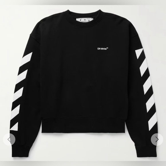 Off White Logo-Print Cotton-Jersey Sweatshirt M&L - Picture 1 of 12